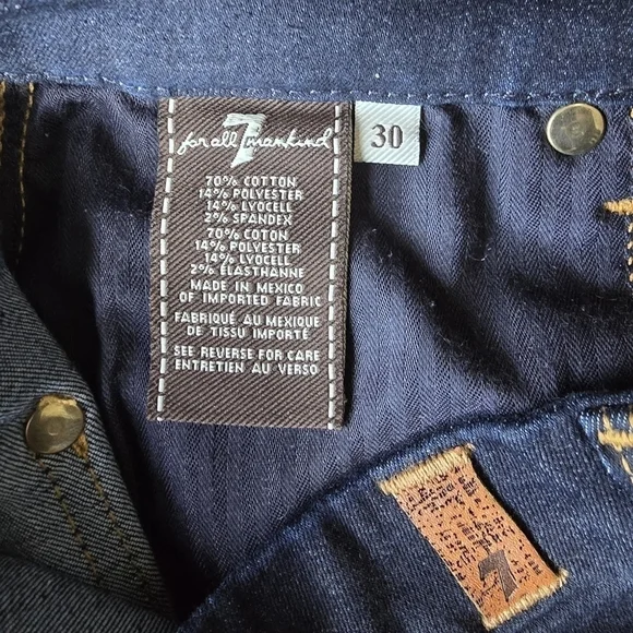 7 For All Mankind The High waist Cropped Skinny Blue Women’s Jeans. Size 30 - Picture 4 of 9